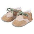 Βαπτιστικό δετό καστόρινο sneaker μπεζ-μέντα για αγόρια ΜΙ1114 Babywalker