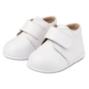 Βαπτιστικό δερμάτινο sneaker με μπαρέτα χρατς λευκό για αγόρια PRI2102 Babywalker