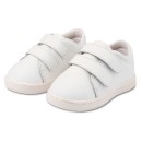 Βαπτιστικό δερμάτινο sneaker με διπλή μπαρέτα χρατς λευκό για αγόρια PRI2103 Babywalker