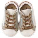 Βαπτιστικό δετό sneaker λευκό-γκρι-ταμπά για αγόρια BS3039 Babywalker
