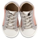 Βαπτιστικό τρίχρωμο δετό sneaker λευκό-γκρι-ροδί για αγόρια EXC5254 Babywalker