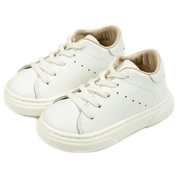 Βαπτιστικό δερμάτινο δετό sneaker λευκό για αγόρια BW4233 Babywalker