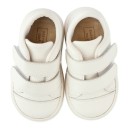 Βαπτιστικό δερμάτινο δετό sneaker με σκρατς λευκό για αγόρια BS3028 Babywalker