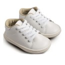 Βαπτιστικό δερμάτινο δετό sneaker λευκό για αγόρια BS3030 Babywalker