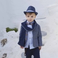 Βαπτιστικό κοστούμι με καπέλο ψάθινο μπλε-σιέλ Baby Bloom 122.11 7τμχ