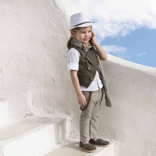 Βαπτιστικό κοστούμι με καπέλο ψάθινο χακί-λευκό Baby Bloom 122.27  7 τμχ