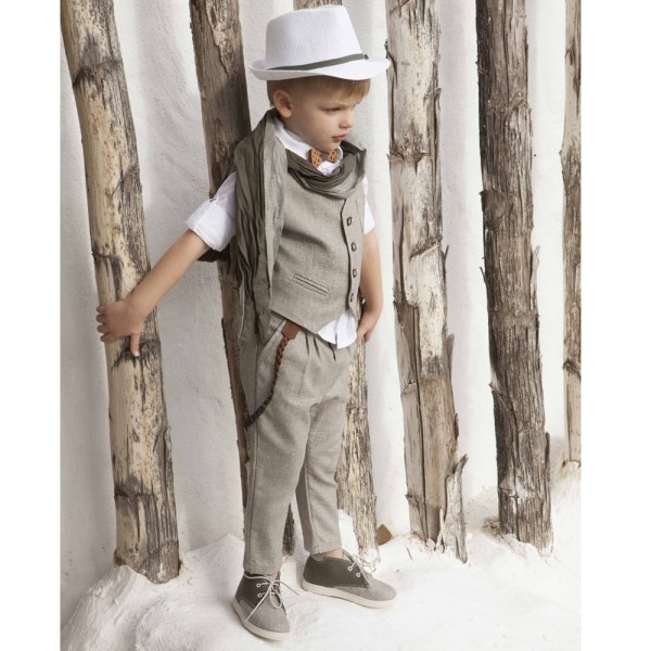 Βαπτιστικό κοστούμι με καπέλο ψάθινο χακί-λευκό Baby Bloom 122.29 7 τμχ 
