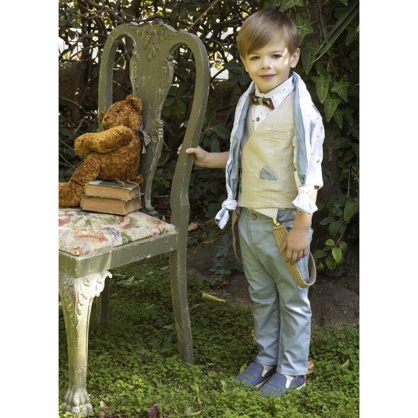 Βαπτιστικό κοστούμι Baby Bloom 123.29 μπεζ-σιέλ για αγόρια (3-24 μηνών)
