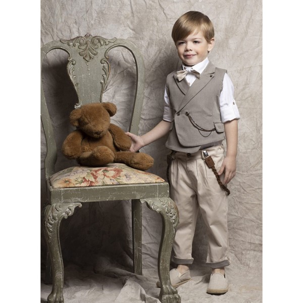 Βαπτιστικό κοστούμι Baby Bloom 123.36 μπεζ-χακί για αγόρια (3-24 μηνών)