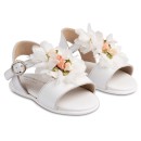 Βαπτιστικό πέδιλο διακοσμημένο με Chiffon λουλούδια λευκό για κορίτσια PRI2602 Babywalker