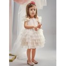 Βαπτιστικό φόρεμα με τούλι και λουλούδια εκρού 'ΑΘΗΝΑ' για κορίτσια (18-24 μηνών)