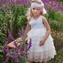 Βαπτιστικό φόρεμα με κεντητό πουά και χειροποίητα λουλούδια Baby Bloom 121.102