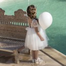 Βαπτιστικό φόρεμα με ιδιαίτερη κεντητή δανδέλα στο μπούστο και τούλινη φούστα Baby Bloom 122.101