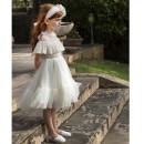 Βαπτιστικό φόρεμα με κεντητό πουά τούλι και δανδέλα Baby Bloom 122.108