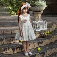 Βαπτιστικό φόρεμα Boho με δαντέλα λευκό Baby Bloom 122.109