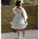Βαπτιστικό φόρεμα σε βεραμάν απόχρωση με ιβουάρ δανδέλες που στολίζουν την φούστα Baby Bloom 122.110