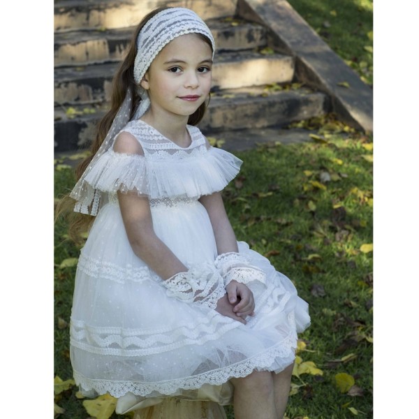 Βαπτιστικό φόρεμα με δανδέλα και τούλινη φούστα Baby Bloom 122.119