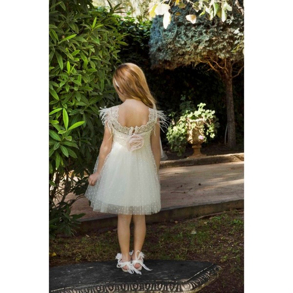 Βαπτιστικό φόρεμα από κεντητό πουά και με εσωτερική επένδυση τούλια Baby Bloom 122.123