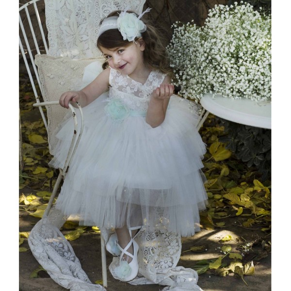 Βαπτιστικό φόρεμα σε λευκή απόχρωση με βεραμάν ζώνη Baby Bloom 122.133