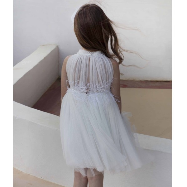 Βαπτιστικό φόρεμα σε ιβουάρ απόχρωση με διαφάνεια και V στο μπούστο Baby Bloom 122.137