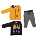 Παιδικό σετ μπλούζα fleece μαύρη και φόρμα γκρι για αγόρια Babybol 21232 (3-6 ετών)