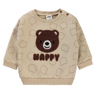 Βρεφικό φούτερ HAPPY με αρκουδάκι μπεζ για αγόρια (6-24 μηνών)