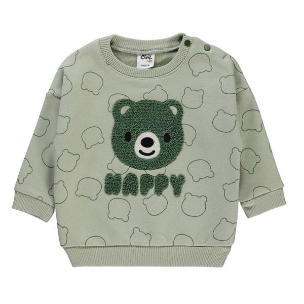 Βρεφικό φούτερ HAPPY με αρκουδάκι μέντα για αγόρια (6-24 μηνών)