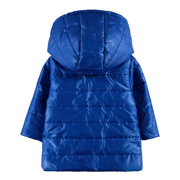 Βρεφικό μπουφάν με κουκούλα και επένδυση μπλε για αγόρια (6-24 μηνών)