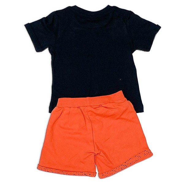 Βρεφικό t-shirt και βερμούδα μαύρο-πορτοκαλί για αγόρια (9-24 μηνών)