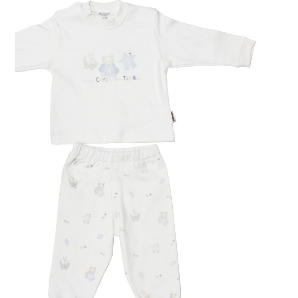 Βρεφικό σετ μπλούζα-παντελόνι με ζωάκια λευκό-γαλάζιο για αγόρια (3-12 μηνών)