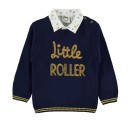 Σετ little roller μπλούζα,πουκάμισο,παντελόνι ναυτικό μπλε, ασπρο-μουσταρδί για αγόρια (6-18 μηνών) 