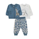 Βρεφικό σετάκι ζακέτα μπλούζα παντελόνι μπλε για αγόρια (6-24 μηνών)