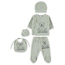 Βρεφικό σετάκι μπλούζα παντελόνι βελουτέ γκρι για αγόρια (1 μηνών)
