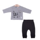 Βρεφικό σετ μπλούζα ριγέ γκρι και φόρμα γκρι για αγόρια Babybol 21810 (3-12 μηνών)