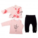 Βρεφικό σετ μπλούζα ροζ και φόρμα γκρι για αγόρια Babybol 21825 (3-9 μηνών)