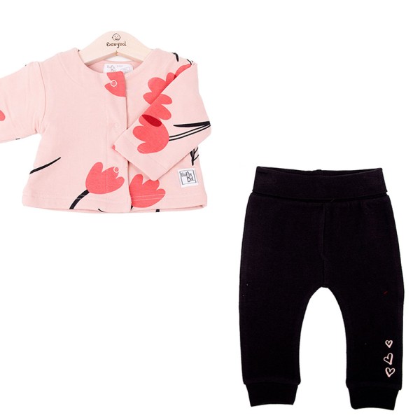Βρεφικό σετ μπλούζα ροζ και φόρμα γκρι για αγόρια Babybol 21825 (3-9 μηνών)