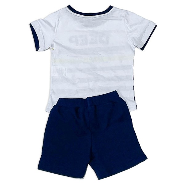 Βρεφικό t-shirt και βερμούδα λευκό-μπλε για αγόρια (9-24 μηνών)