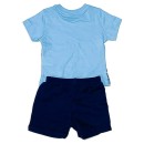 Βρεφικό t-shirt και βερμούδα γαλάζιο-σκούρο μπλε για αγόρια (9-24 μηνών)
