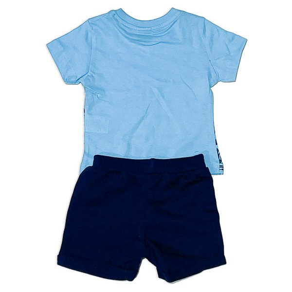 Βρεφικό t-shirt και βερμούδα γαλάζιο-σκούρο μπλε για αγόρια (9-24 μηνών)