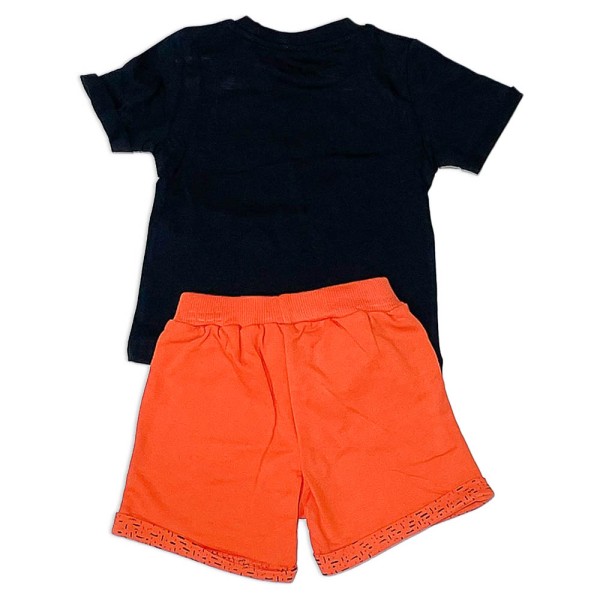 Βρεφικό t-shirt και βερμούδα μαύρο-πορτοκαλί για αγόρια (9-24 μηνών)