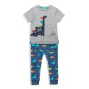 Βρεφικό σετ μπλούζα δεινόσαυρος και φόρμα γκρι-σκούρο μπλε Minoti SPIKE6 για αγόρια (3-12 μηνών)
