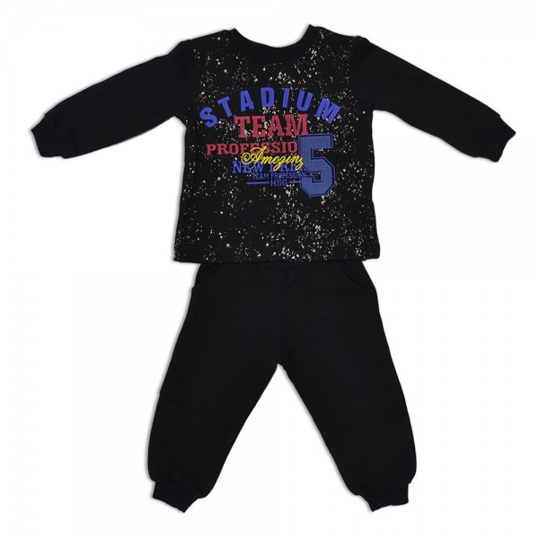 Βρεφικό σετ φόρμας με γιλέκο μπλε ανοιχτό-μαύρο για αγόρια (12-36 μηνών)