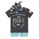 Βρεφικό σετ μπλούζα little pirate σορτς και μπαντάνα γκρι-βεραμάν Dirkje V42558-31 για αγόρια (3-18 μηνών)