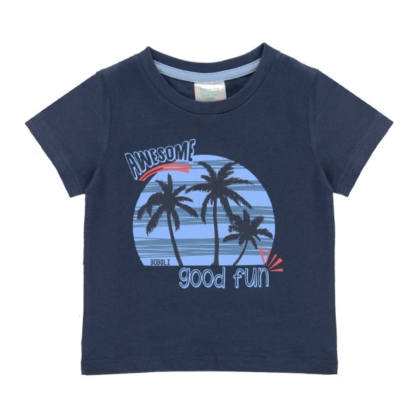 Βρεφικό t-shirt ναυτικό μπλε για αγόρια Boboli 312084-2486 (9-18 μηνών)