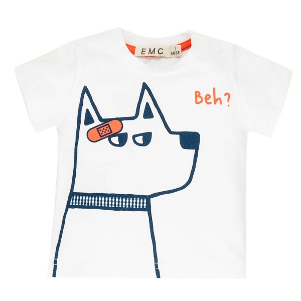 Βρεφικό t-shirt με σκυλάκι λευκό-μπλε EMC BX1902 για αγόρια (12-24 μηνών)