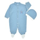 Βρεφικό φορμάκι με αρκουδάκι πικέ γαλάζιο για αγόρια (1-9 μηνών)