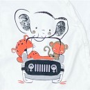Βρεφικό φορμάκι με αυτοκίνητο και ζωάκια λευκό-σκούρο μπλε για αγόρια (6-12 μηνών)