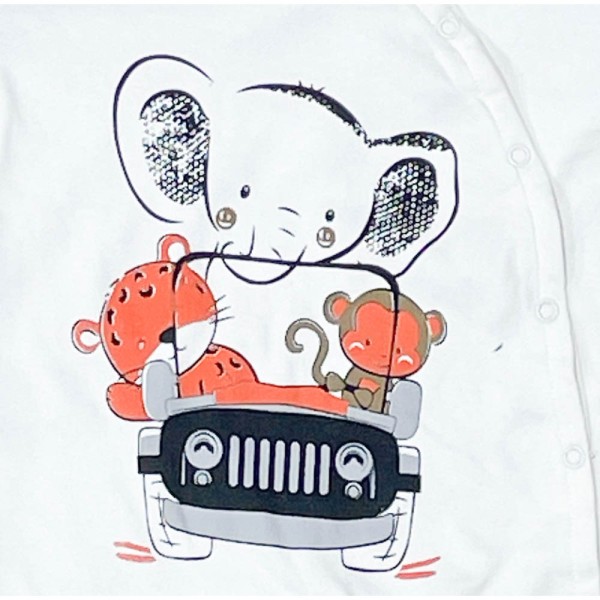 Βρεφικό φορμάκι με αυτοκίνητο και ζωάκια γκρι για αγόρια (6-12 μηνών)