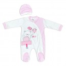 Βρεφικό φορμάκι με αρκουδάκι happy λευκό-ροζ για κορίτσια (6-12 μηνών)