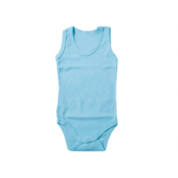 Βρεφικό αμάνικο κορμάκι μονόχρωμο γαλάζιο για αγόρια (1-9 μηνών)